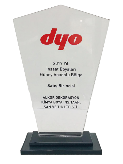 DYO 2017 Yılı İnşaat Boyaları Güney Anadolu Bölge Satış Birinciliği Plaketi